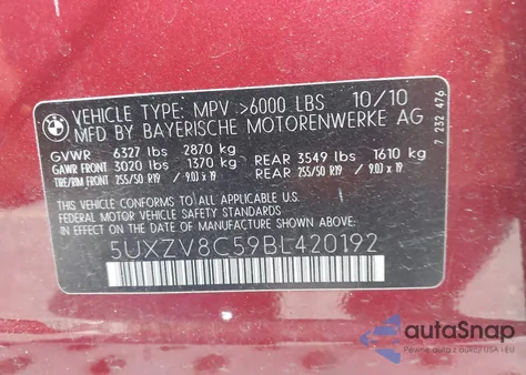 2011 BMW X5 xDrive50I z USA, uszkodzony, nr VIN 5UXZV8C59BL420192